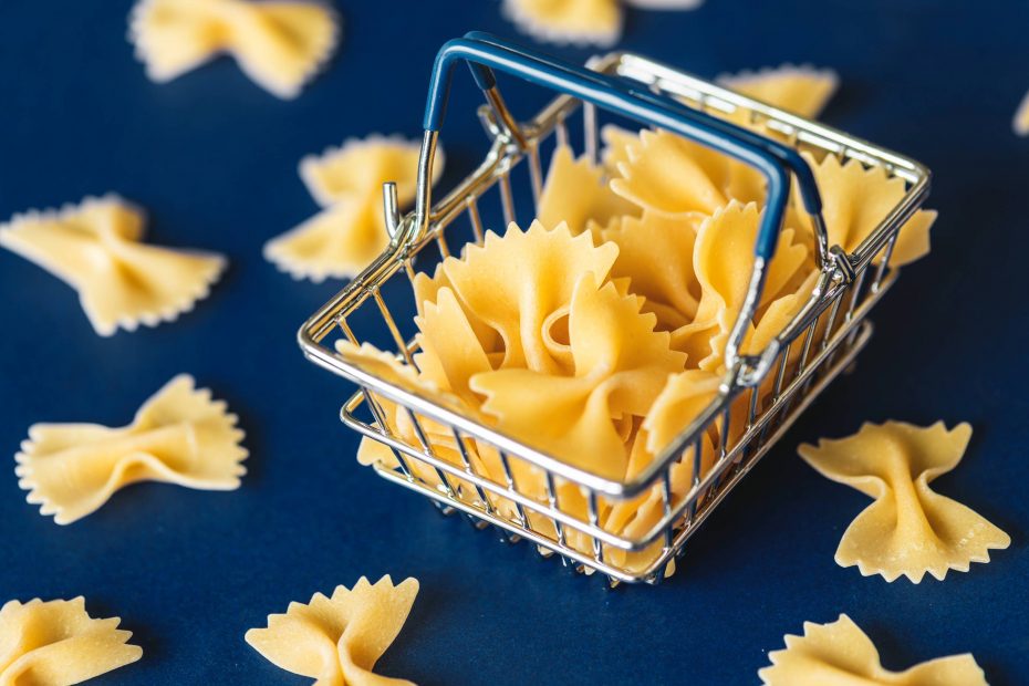 Pasta in a shopping basket